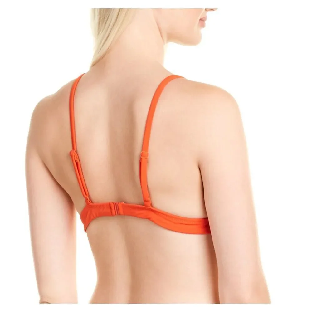 Solid & Striped The Morgan  Scoop Neck Bikini Top In‎ Lipstick Red Gingham Large